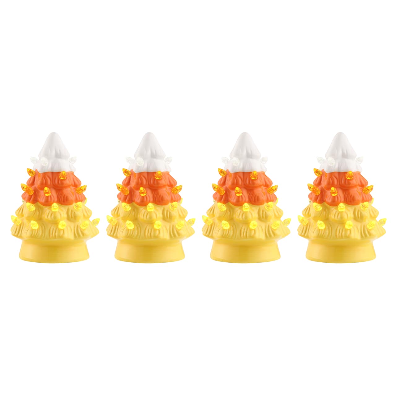 5.5" LED Illuminated Halloween Candy Corn Trees, 4ct.